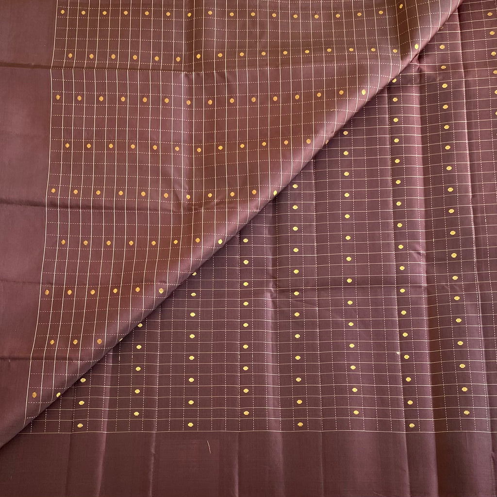 Deep Wine Chocolate Designer Pure Silk Saree With Antique Gold Pallu