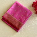 Fuchsia Pink Saree Gold Zari Floral Jaal Pallu Tassel Border