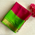 Dipped in Love - 3D handloom Pure Mysore silk • Pearl • Pink • Green