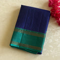 Cobalt Blue Teal Pallu Gold Zari Checked Traditional Saree