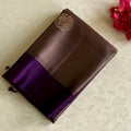 Metallic Biscuit Brown Designer Pure Silk With Royal Purple Pallu