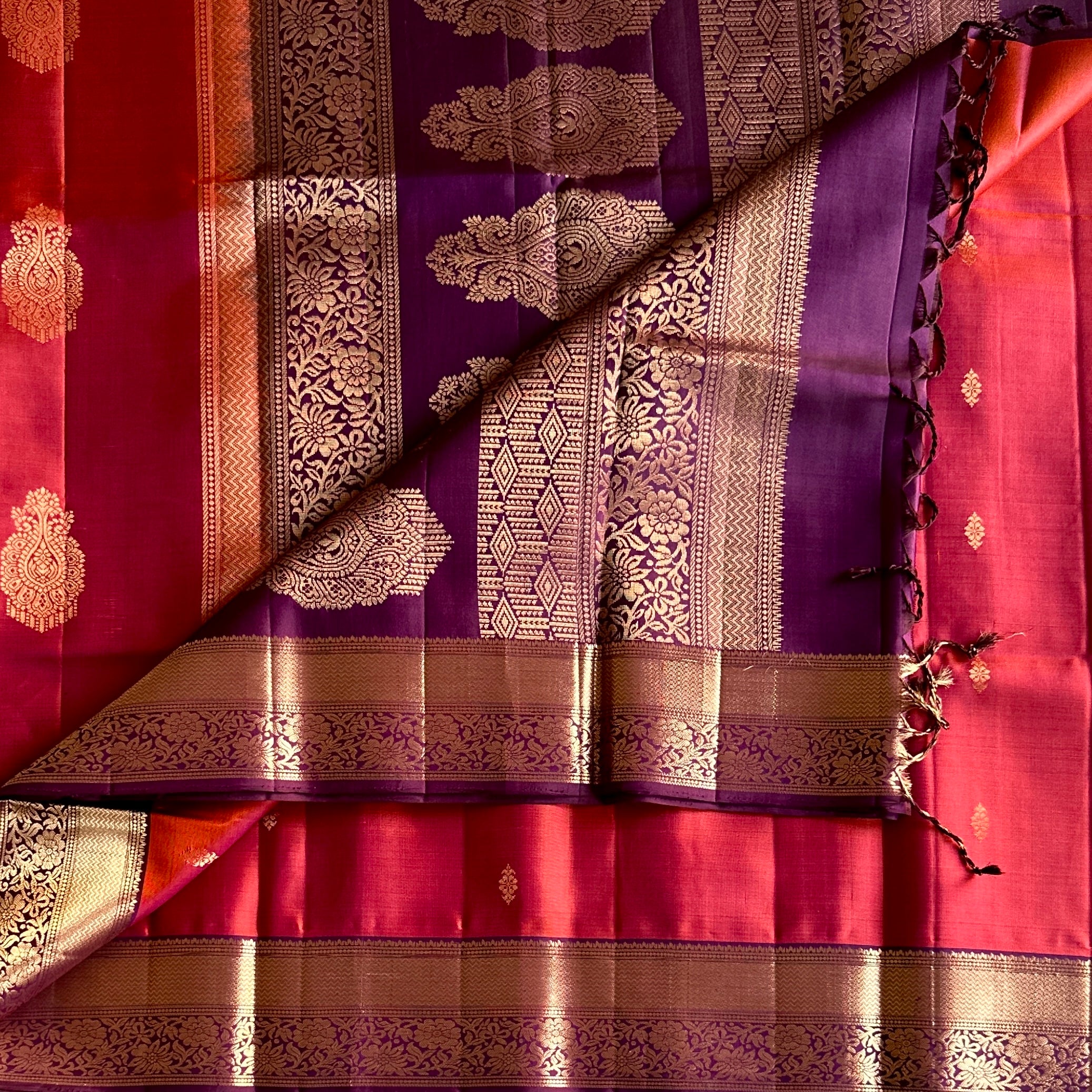 Magenta Silk Saree Royal Purple Pallu Gold Zari Work