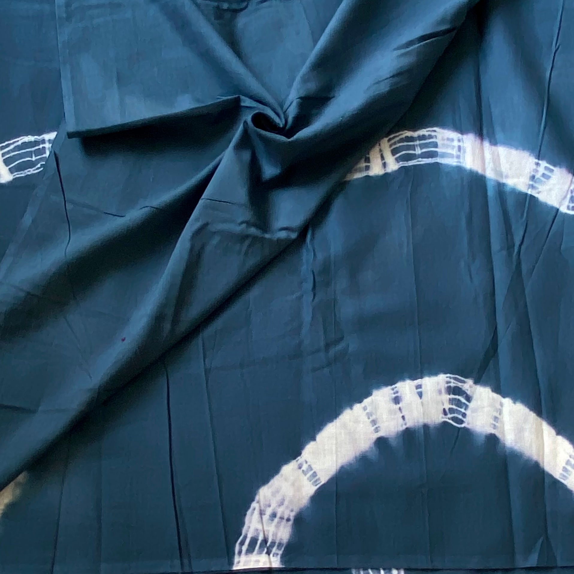Indigo Tie Dye Saree White Arched Bands Soft Drape