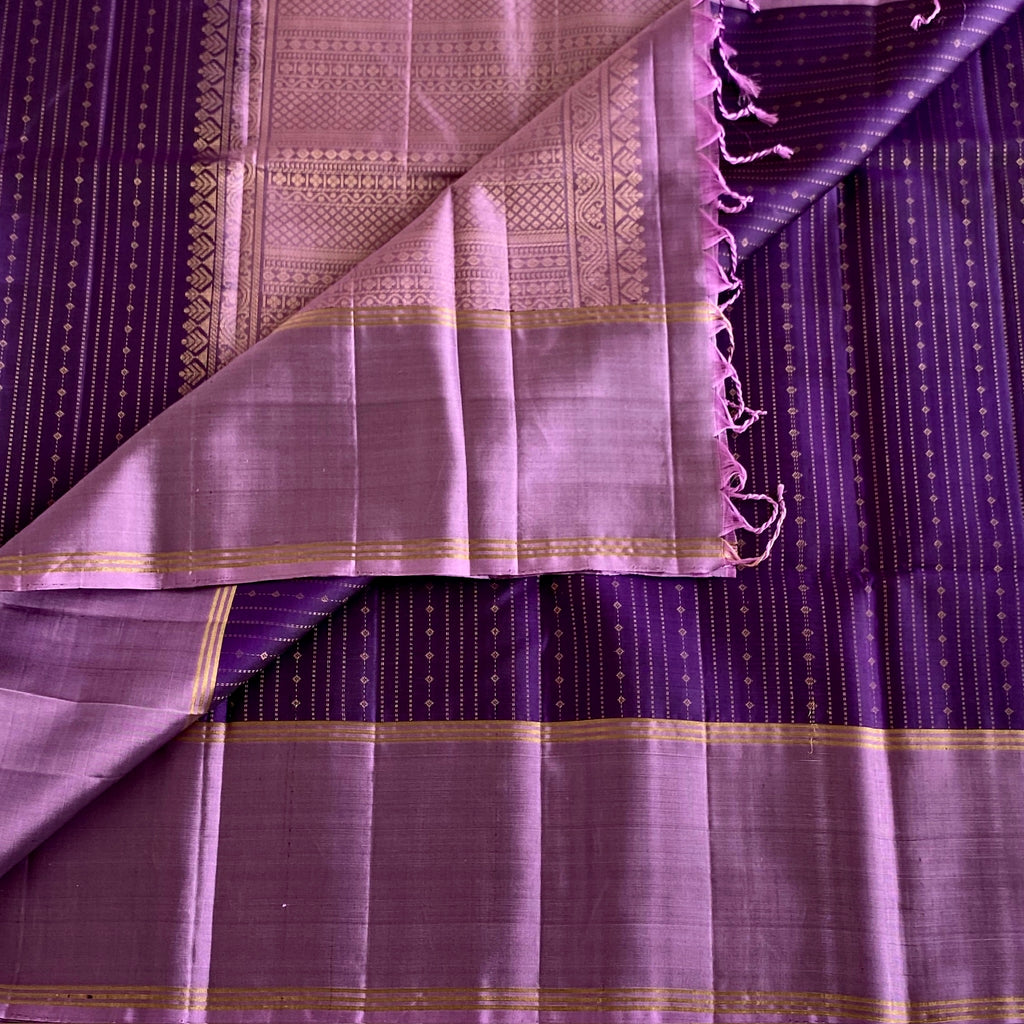 Cadbury Purple Designer Pure Silk Saree With Metallic Lavender Pallu