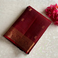 Dual shaded Rust Maroon Designer Pure Silk Saree With Antique Gold Pallu