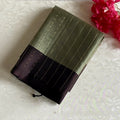 Sage Green Designer Pure Silk Saree With Chocolate Brown Pallu