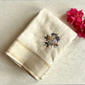 Champagne Beige Soft tussar with embroidered work all over