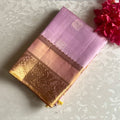 Mauve Pink Designer Pure Silk Saree With Golden Yellow Pallu