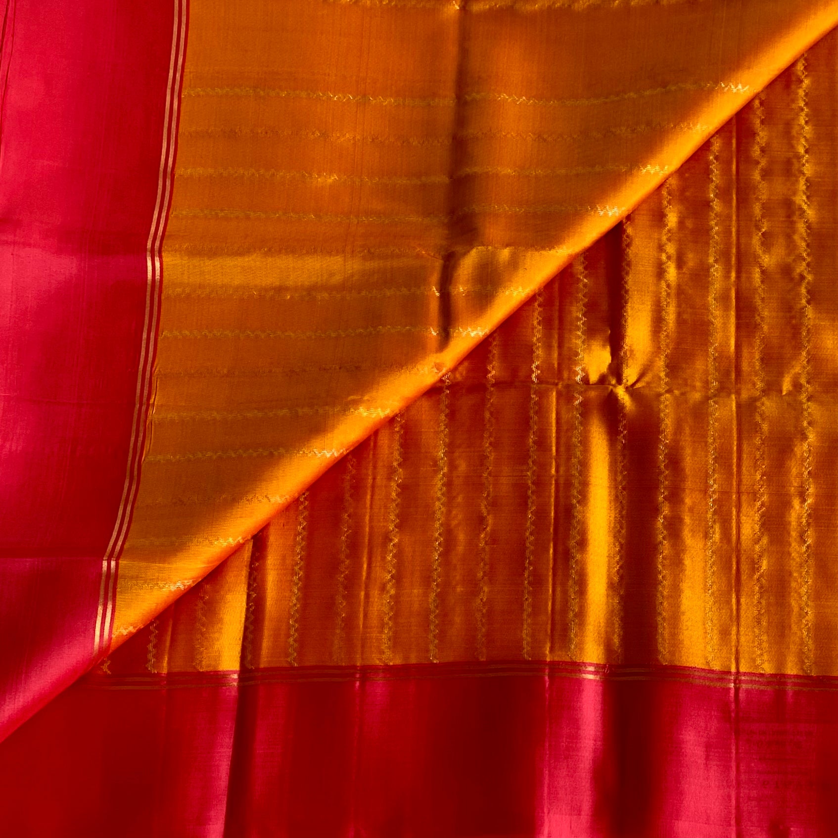 Rani Pink Designer Pure Silk Saree With Saffron Orange Pallu
