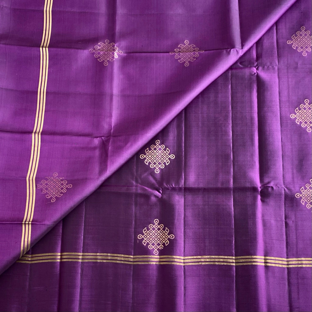 Dual Shaded Purple Designer Pure Silk Saree With Antique Gold Zari