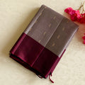 Deep Maroon Gold Brocade Pallu Silvery Grey Saree Traditional Weave