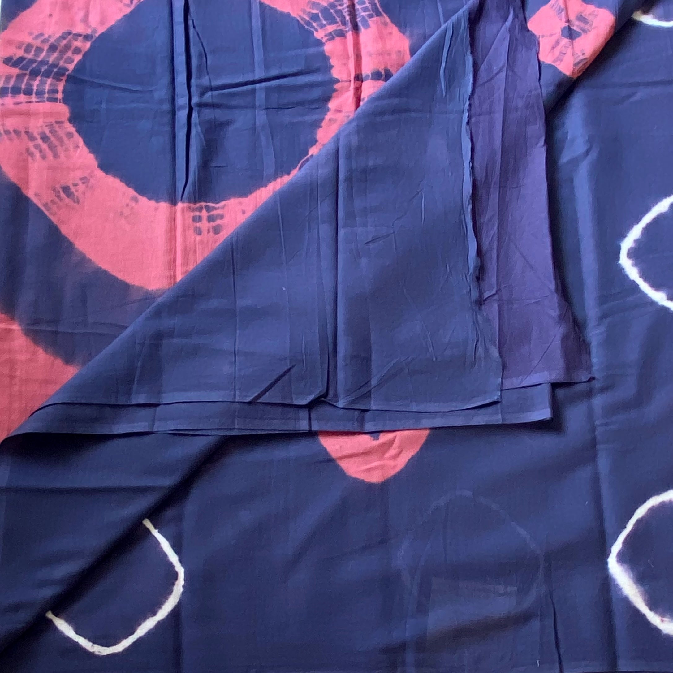 Navy Coral Tie Dye Saree Soft Drapey Fabric Casual Wear