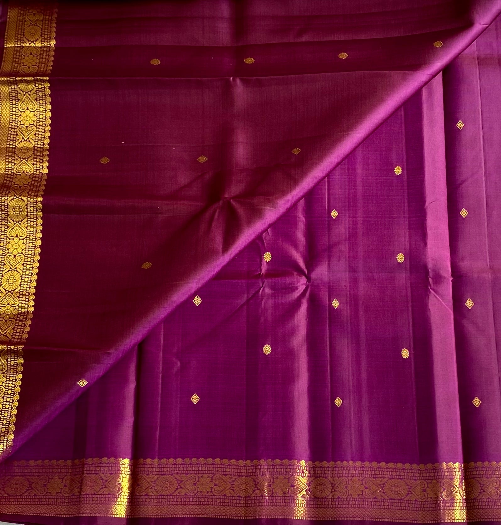 Plum Purple Silk Saree With Gold Brocade Pallu And Border