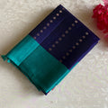 Royal Blue Designer Pure Silk With Turquoise Blue Pallu
