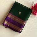 Royal Purple Emerald Green Silk Saree Gold Brocade Border