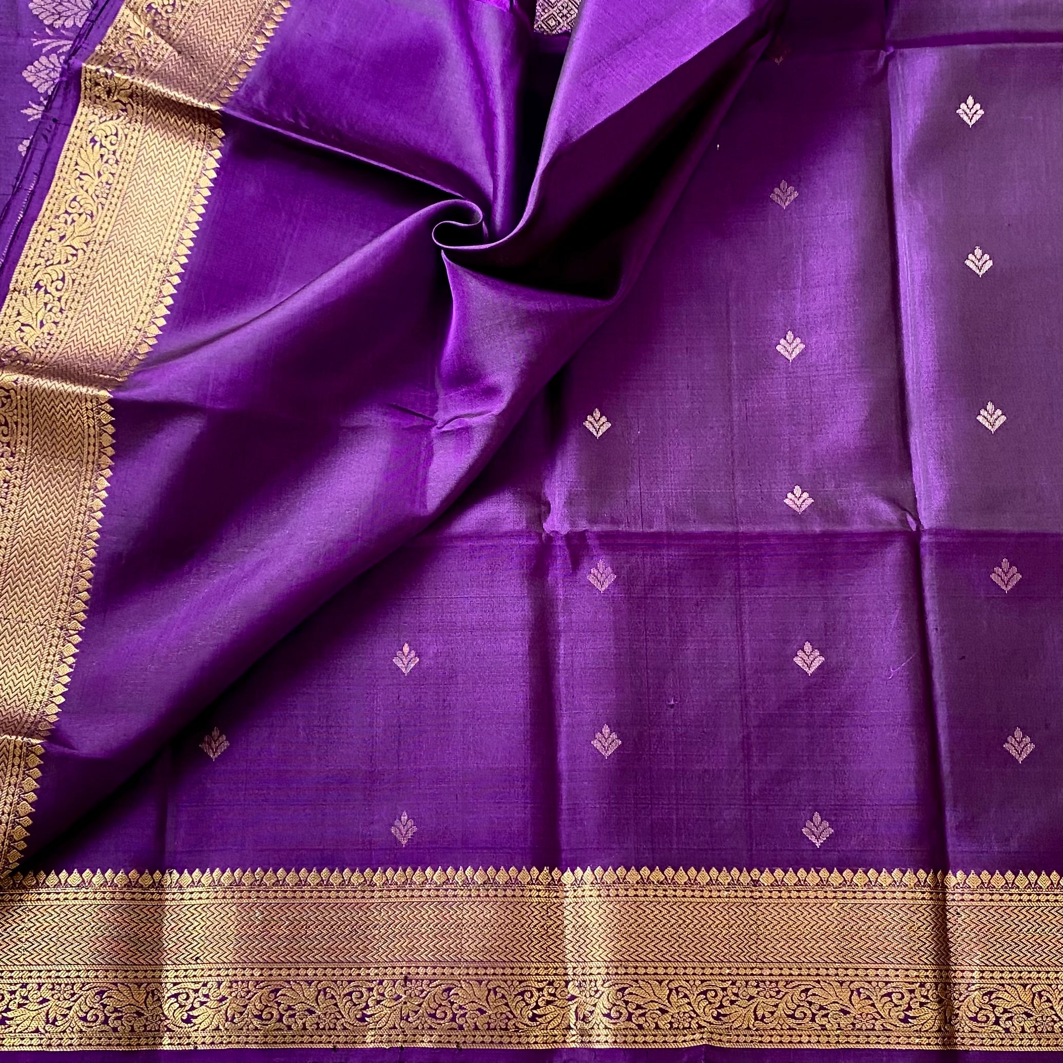 Royal Purple Silk Saree Gold Zari Brocade Traditional Wedding Saree