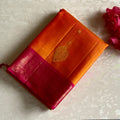 Tangerine Orange Designer Pure Silk Saree With Rani Pink Pallu
