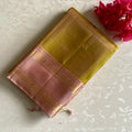 Soft Olive Gold with Dusty Rose Designer Pure Silk with Retta Pett Borders