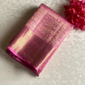 Dusty Rose Designer Brocade Pure Silk With Lilac Pink Pallu