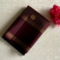 Espresso Wine Brown Designer Pure Silk Saree With Micro Checkered Weave