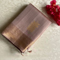 Dusty Rose Designer Pure Silk Saree With Antique Gold Brocade Panels
