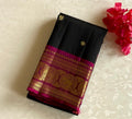Drop dead Gorgeous Black with Magenta Pure Zari Kanjeevaram Regal Beauty