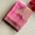 Soft pink with lavender Ombre Silk satin crepe With Gold Brocade Border