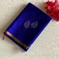 Royal Blue Designer Pure Silk Saree With Rani Pink Pallu