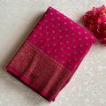 Rani Pink Soft Tussar Silk Saree With Antique Brocade Pallu