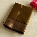 Mustard Gold Silk Saree With Plum Pallu And Golden Zari
