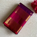 Royal Purple Kanjeevaram Pure Zari Silk With Magenta Retta Petta Borders