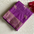 Lilac Soft Tussar Silk Saree With Metallic Gold Border Pallu