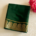 Emerald Green Mysore Silk Saree Gold Mango Border Traditional Festive Wear
