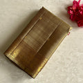Sage Green Mix Beige Kanjeevaram Pure Zari Silk Saree With Metallic Gold Pallu