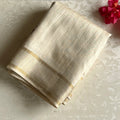 Elegant Champagne Saree Lavender Mustard Floral Embroidery Gold Border Traditional