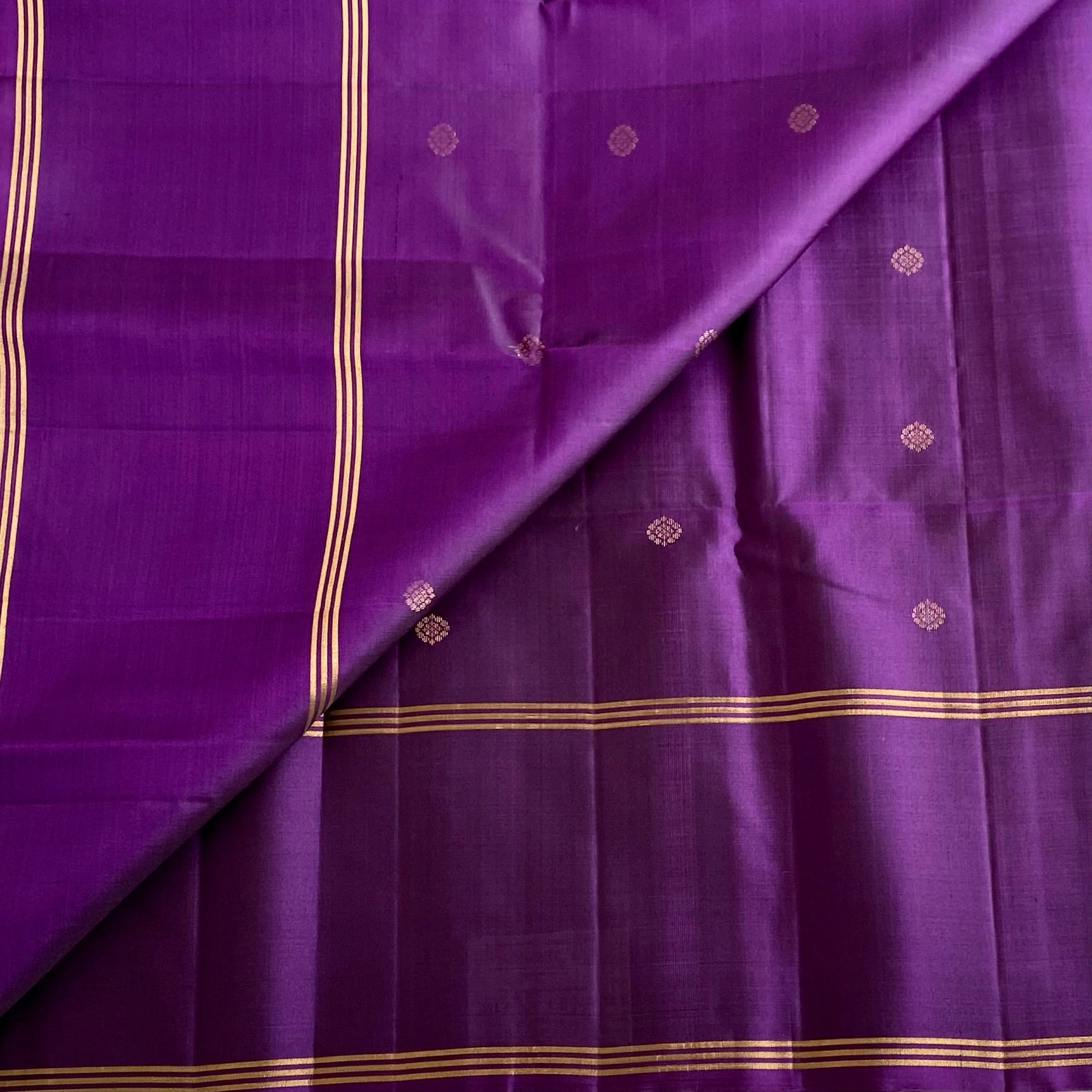 Royal Purple Designer Pure Silk Saree With Antique Gold Zari Pallu