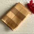Champagne Designer Pure Silk Saree With Metallic Gold Border