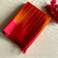 Saffron Orange Designer Pure Silk Saree With Rani Pink Pallu Gold Border