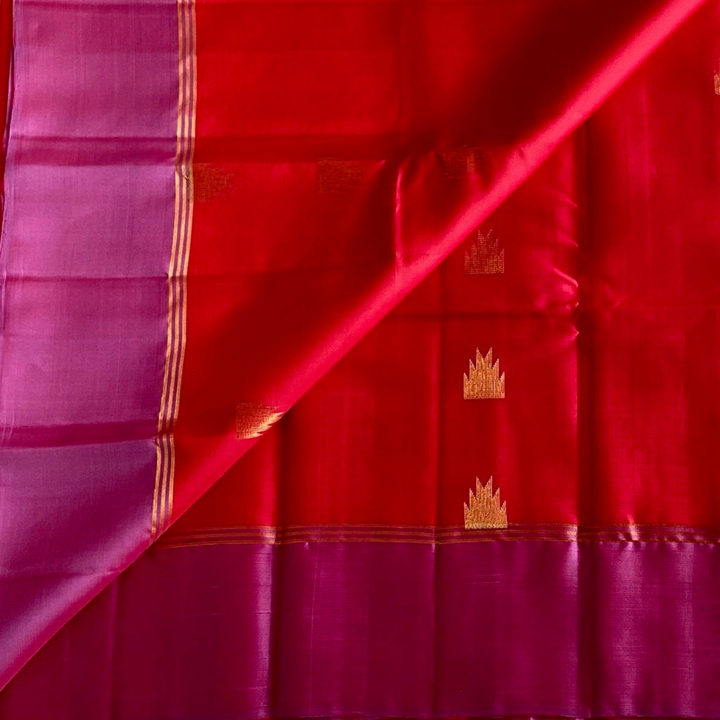 Magenta Designer Pure Silk Saree With Ruby Red Pallu