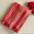 Crimson Red Gold Zari Striped Silk Saree Traditional Wedding Elegant