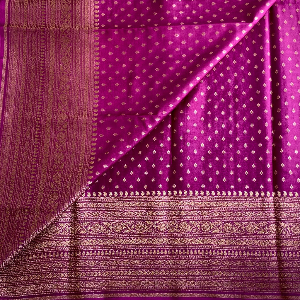 Magenta Stunning Banarasi Soft Crepe Silk with Antique Zari & Rich Pallu