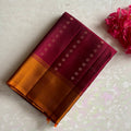 Deep Magenta Wine Designer Pure Silk Saree With Mustard Gold Pallu