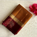 Mustard Gold Designer Pure Silk Saree With Deep Maroon Pallu