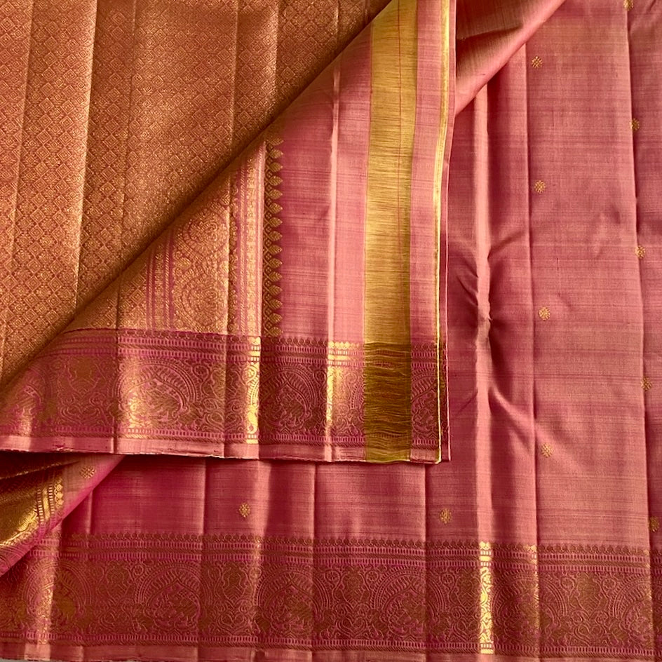 Blush Pink Kanjeevaram Pure Zari Silk Luxury