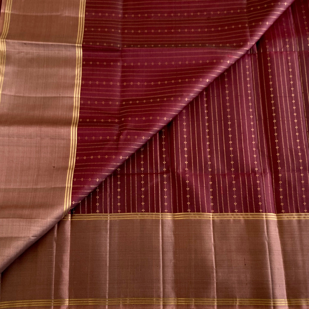 Classic Chocolate Brown Designer Pure Silk Saree With Biscuit Brown