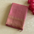 Peach Pink Silk Jacquard Saree with Magenta Gold Border Tassel
