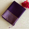 Deep Purple Designer Pure Silk Saree With Metallic Lavender Floral Pallu