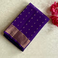Royal Purple Silk Saree with Rose Gold Zari Lattice Border
