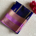 Mauve Pink Mysore Crepe Silk Saree With Royal Blue Pallu