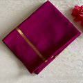 Deep Wine Magenta Mysore Crepe Silk Saree With Gold Border